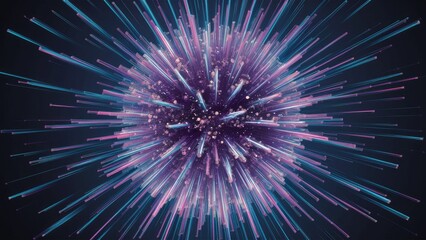Fototapeta premium Futuristic abstract dynamic particle explosion featuring vertical lines, immersive 3D illustration.