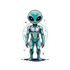 A realistic vector depiction of an alien with bioluminescent skin.