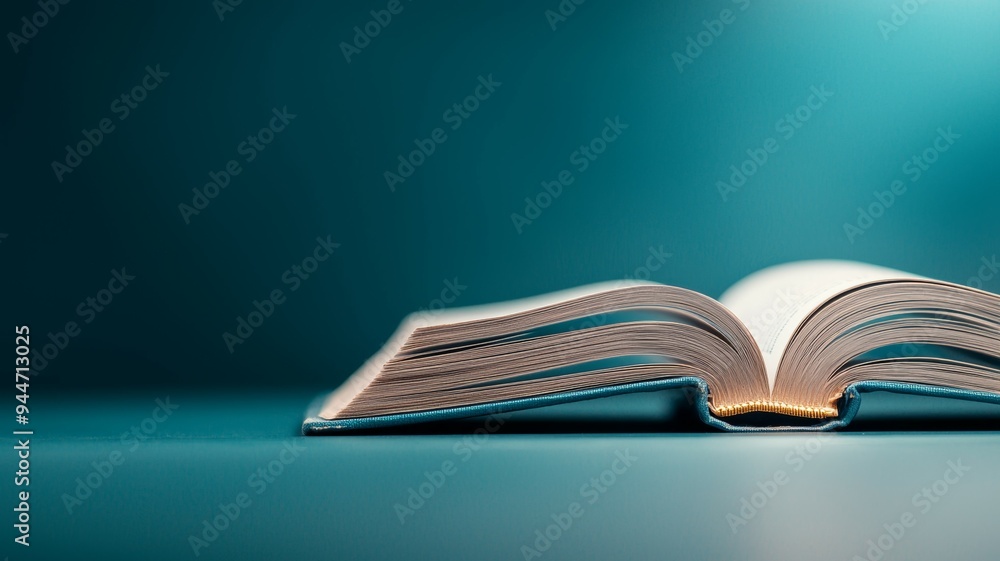 Poster a book is open on a table