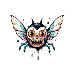 A grotesque alien with big eyes, sharp teeth, and wings.