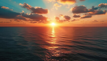 Sunset over the Ocean with Clouds