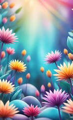 Fototapeta premium flowers on a blue background