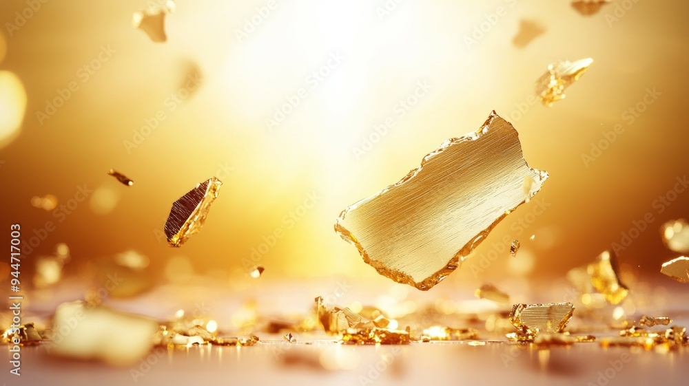 Poster a gold object is shattered into pieces, creating a sense of chaos