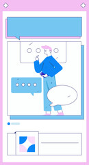 Virtual characters social communication concept business flat vector hand drawn illustration
