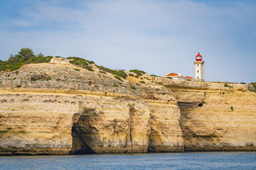 The cliffs and rocks at the coast of Algarve, Portugal.
