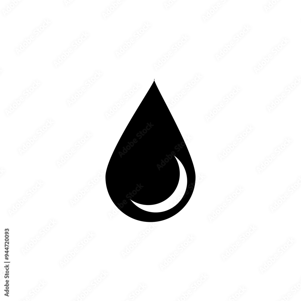 Poster Water drop vector flat black simple illustration for web and app on white background..eps