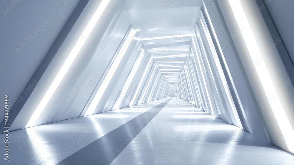 Aufkleber abstract white architectural backdrop featuring neon illumination night perspective highlighted by b