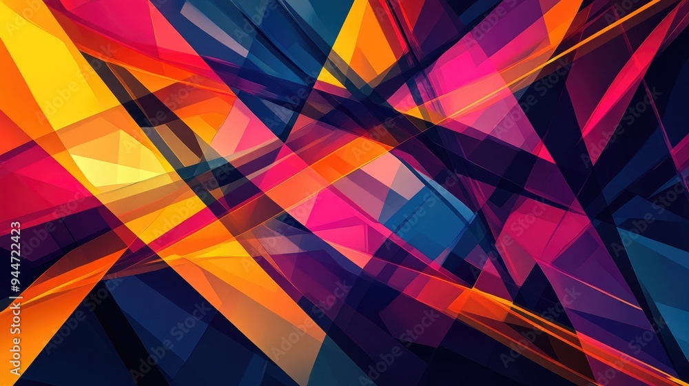 Poster colorful intersecting lines in a generative geometric art illustration creating an eye catching abst