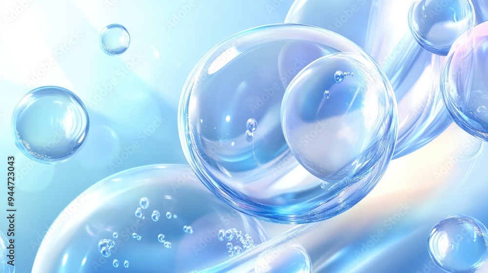 Aufkleber abstract background featuring glossy glass bubbles and spherical shapes in a dynamic geometric compo