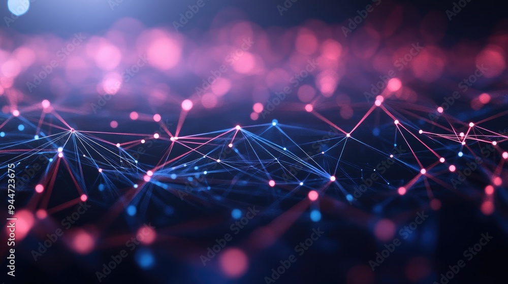 Poster abstract digital background showcasing data technology with plexus connections representing a global