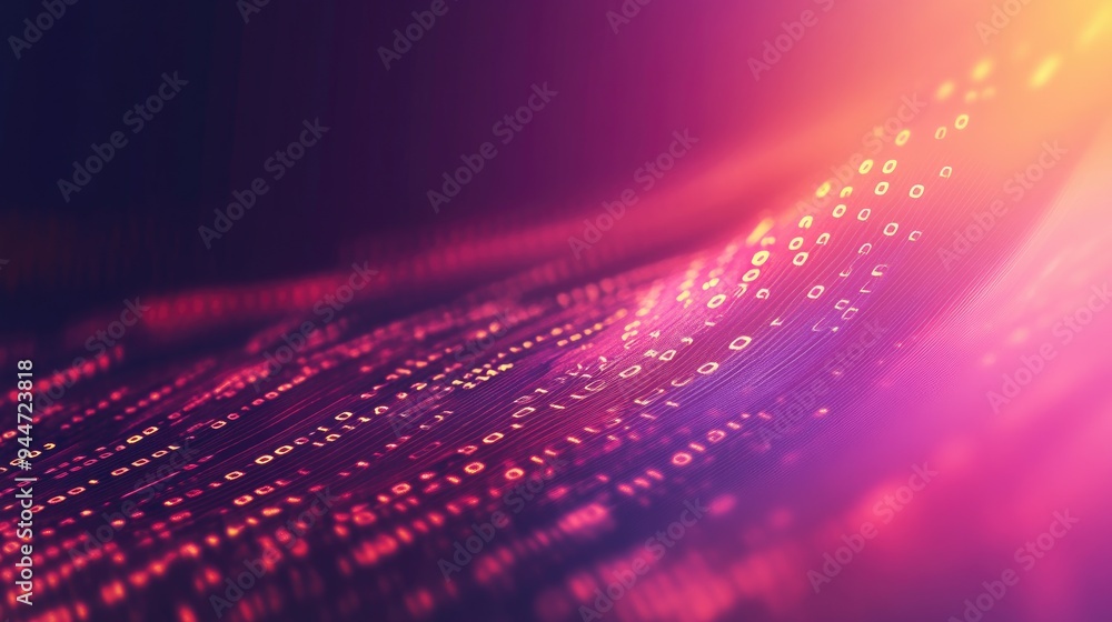 Poster abstract gradient background featuring visual pinch and wave effects with digital numbers including 