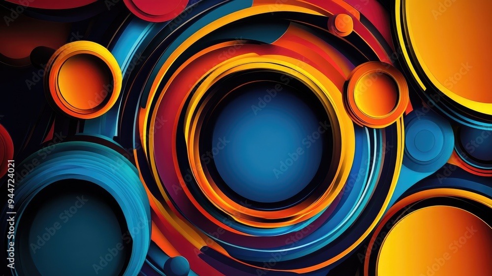 Poster Circular background with geometric abstraction elements