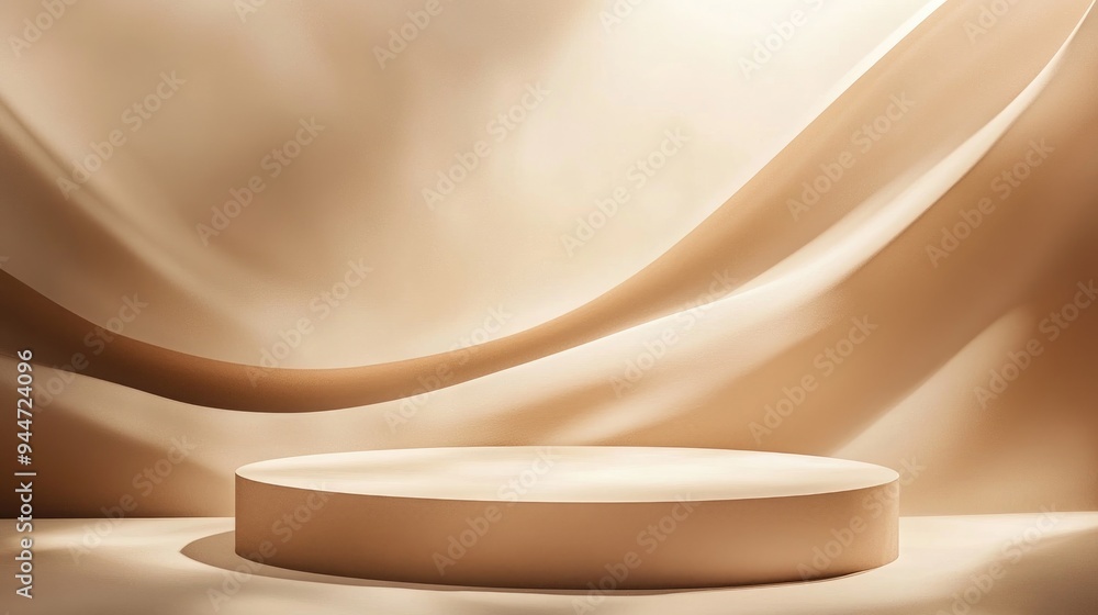 Poster brown abstract podium display platform with 3d background featuring shadows and light ideal for show