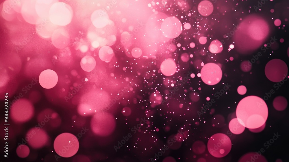 Poster Abstract pink bokeh circles creating a stunning background filled with vibrant particles