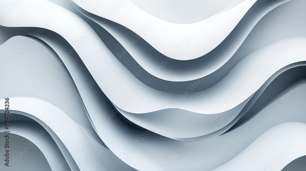 Poster abstract wave lines in shades of grey and white featuring a paper texture and a 3d effect