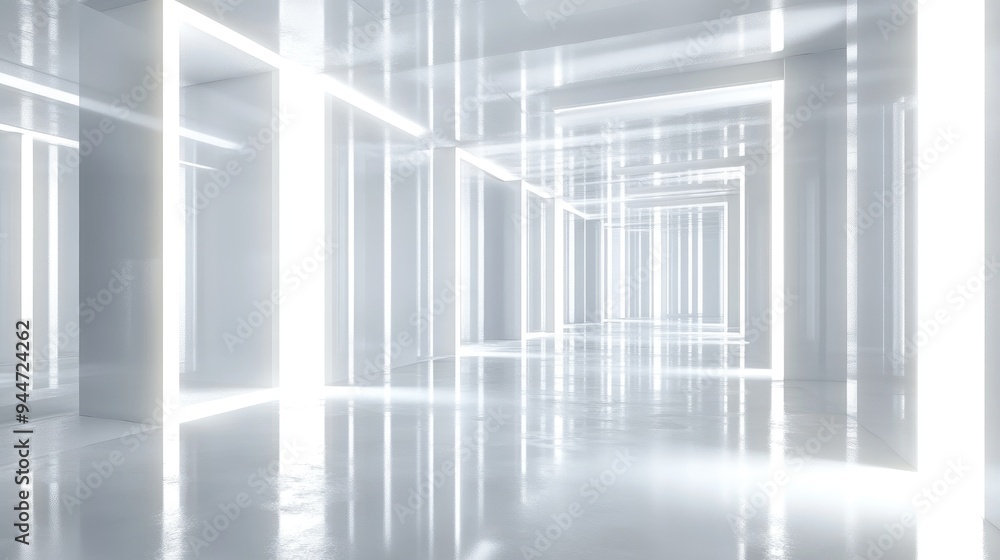Aufkleber abstract white architectural backdrop featuring neon illumination night perspective highlighted by b