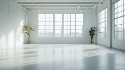 Fototapeta premium Bright and airy interior space featuring ample negative space perfect for your creative projects or studio backdrops