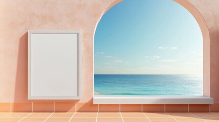 Mediterranean Dream: Blank Canvas Against Ocean View.