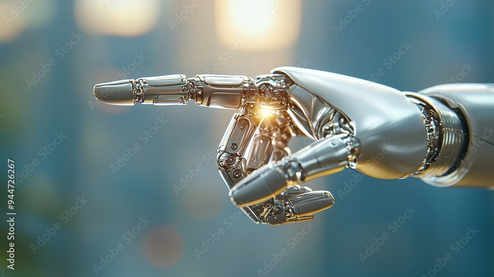 Poster a robot hand pointing to something