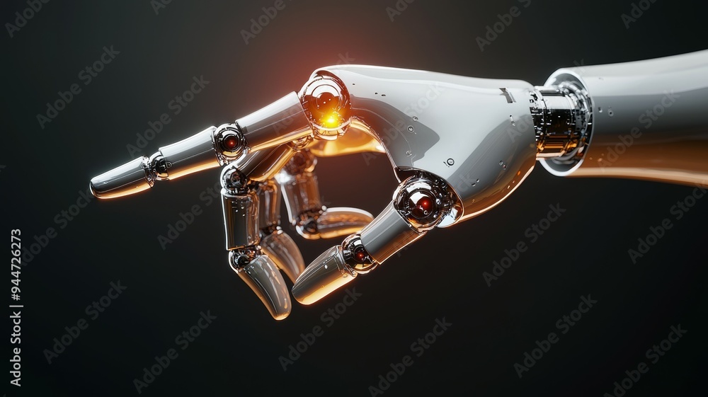 Poster a robot hand pointing to something