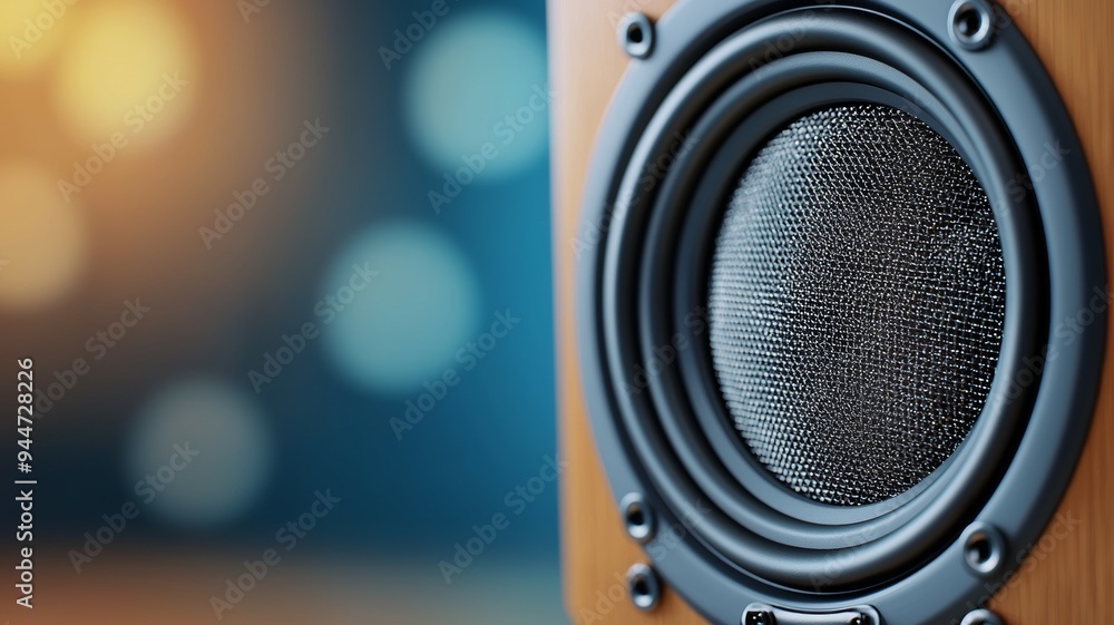Poster a speaker with a fuzzy looking surface is sitting on a table
