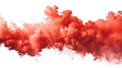 Abstract red fog or smoke explosion on white. Dramatic and striking effect. Intense and powerful concept.