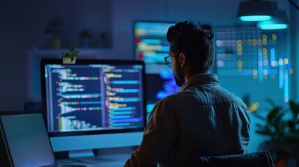 Programmer Working Late At Night