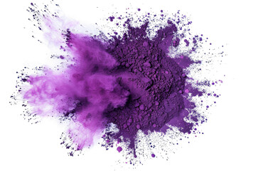 Fototapeta premium purple powder erupts in a stunning explosion of color and movement against a stark white backdrop