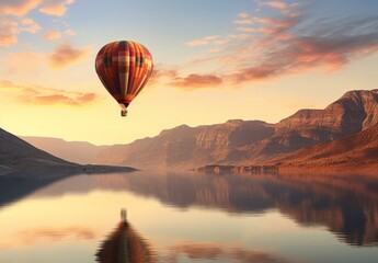 Obraz premium Serene Elevation Light Gray and Amber Skies Over a Lake at Sunset