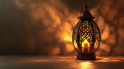 Obraz premium 3D Render of a Brown Lantern in Islamic Style