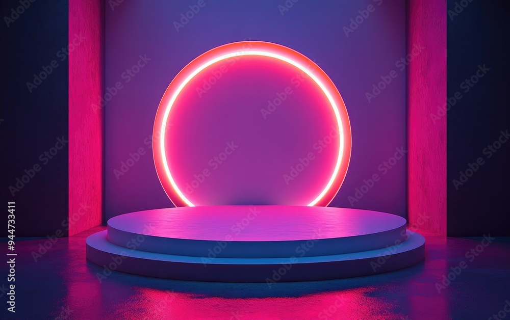 Poster 3D render of a background featuring a pedestal and a showcase showcasing an abstract minimal concept with blank space and a clean simple design in a minimalist style