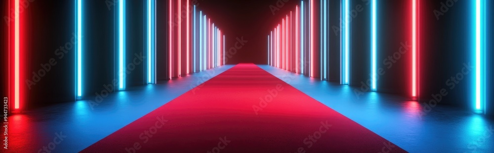 Poster 3d rendering of a red carpet