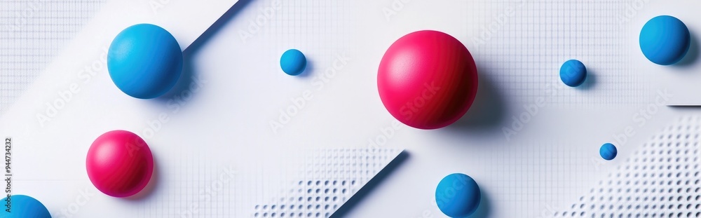 Poster 3D abstract geometric shapes on a minimalist white background with a textured paper pattern