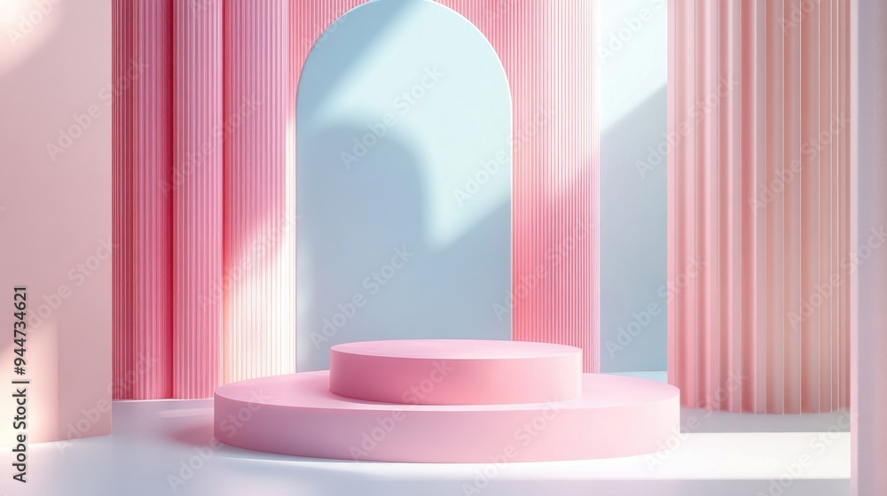 Aufkleber 3d rendered abstract platform showcasing a minimal pastel podium display
