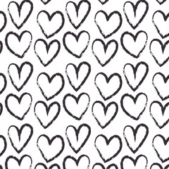 Heart seamless pattern black ink brush hearts Vector.	