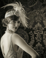 Classic 1920s Glamour in Sepia Tones