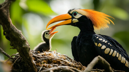 Obraz premium Colorful Toucan Perching on Tree Branch in Tropical Rainforest Habitat