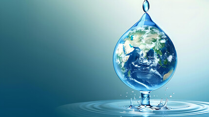 World Water Day illustration with water drops on earth. 