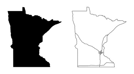 Minnesota State Border With Interstate Highway Lines