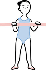 バレエのバーレッスンをする少女