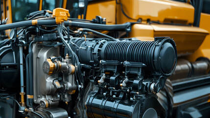 Obraz premium Close up View of Powerful Industrial Engine in Repair Workshop