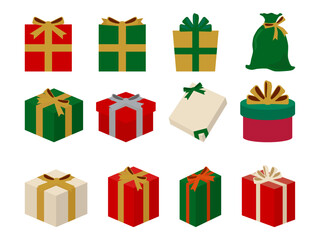 クリスマスプレゼントのイラストセット