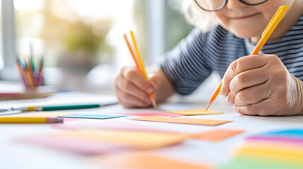 Therapist using visual aids colorful cards in autism therapy