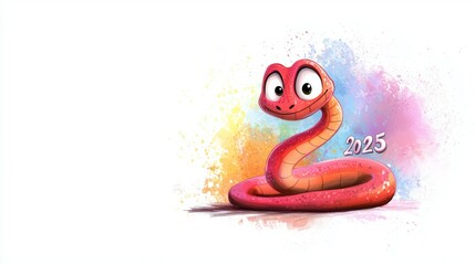Fototapeta premium Snake and numbers 2025 symbol of the year. Background with copy space