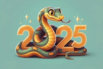 Naklejka premium Snake and numbers 2025 symbol of the year. Background with copy space