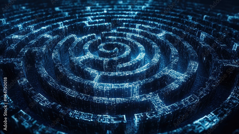 Poster abstract digital maze pattern technology science futuristic design