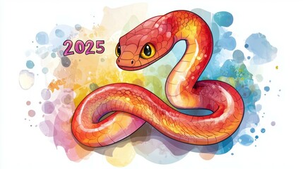 Obraz premium Snake and numbers 2025 symbol of the year. Background with copy space