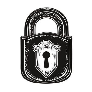 recommend clip art: Black and White Illustration of a Padlock