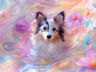 Enchanting Claymation Style 3D Shetland Sheepdog in Whimsical Anime Fantasy World