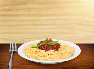 Tasty fresh pasta with sauce and cheese